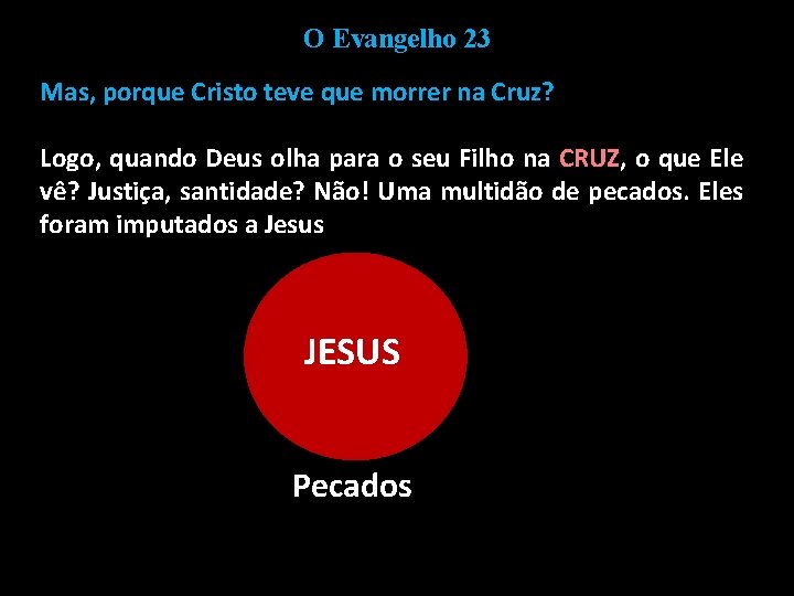 O Evangelho 23 Mas, porque Cristo teve que morrer na Cruz? Logo, quando Deus
