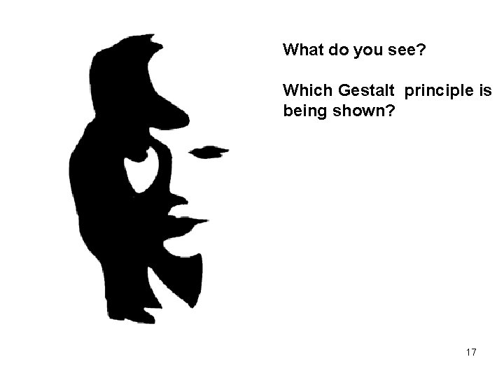What do you see? Which Gestalt principle is being shown? 17 What do you see? Which Gestalt principle is being shown? 17