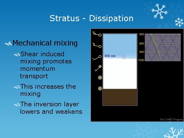 Stratus - Dissipation Mechanical mixing Shear induced mixing promotes momentum transport This increases the