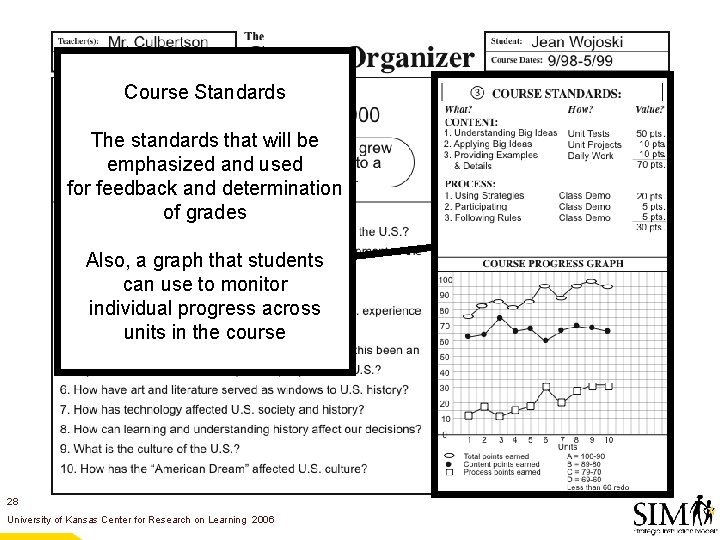 Course Standards The standards that will be emphasized and used for feedback and determination
