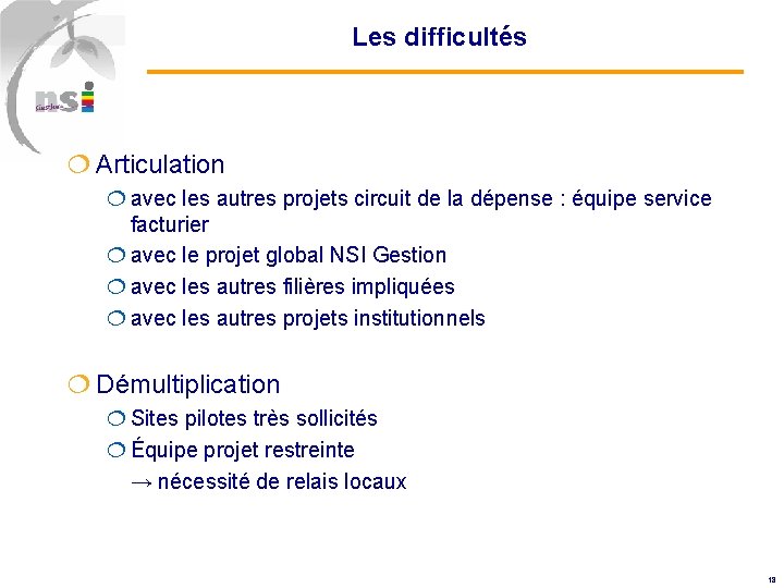 Les difficultés ¦ Articulation ¦ avec les autres projets circuit de la dépense :