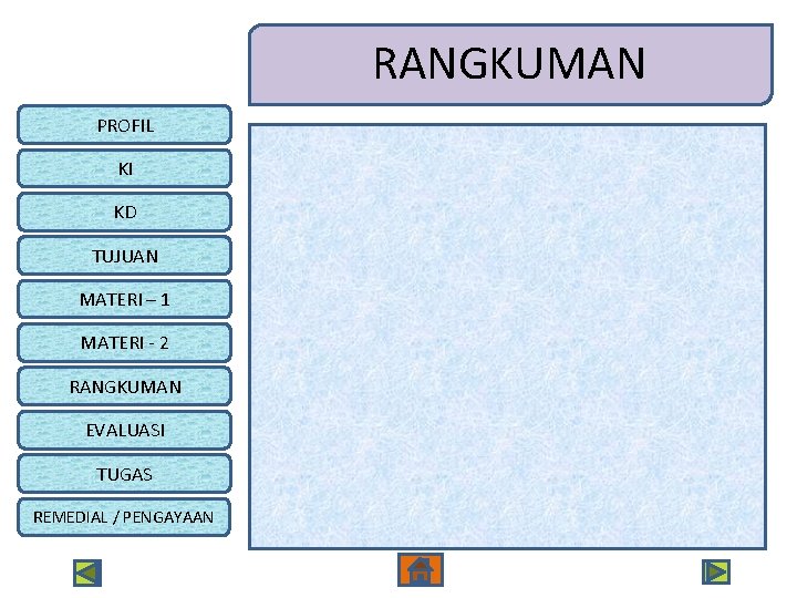 RANGKUMAN PROFIL KI KD TUJUAN MATERI – 1 MATERI - 2 RANGKUMAN EVALUASI TUGAS