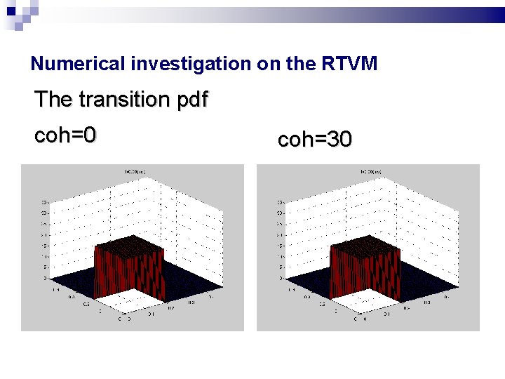 Numerical investigation on the RTVM The transition pdf coh=0 coh=30 Numerical investigation on the RTVM The transition pdf coh=0 coh=30