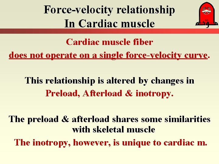 Force-velocity relationship In Cardiac muscle fiber does not operate on a single force-velocity curve.