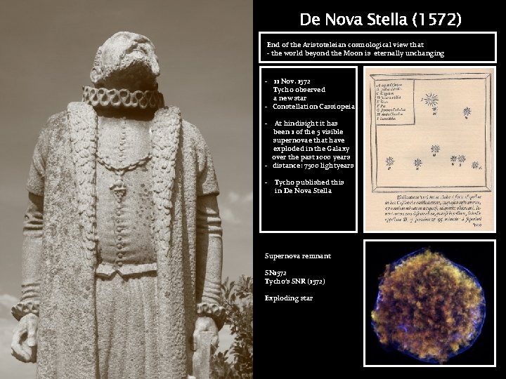 De Nova Stella (1572) End of the Aristoteleian cosmological view that - the world