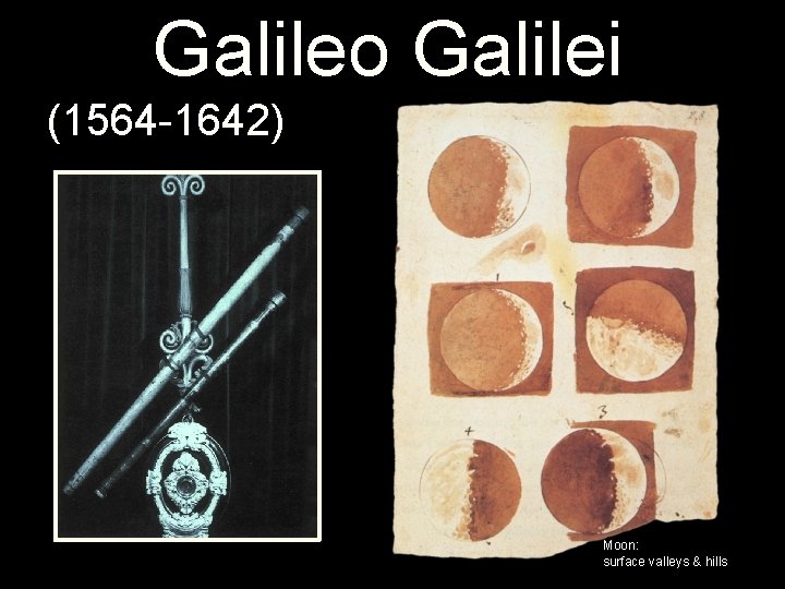 Galileo Galilei (1564 -1642) Moon: surface valleys & hills 