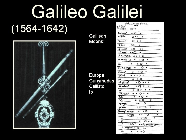 Galileo Galilei (1564 -1642) Galilean Moons: Europa Ganymedes Callisto Io 