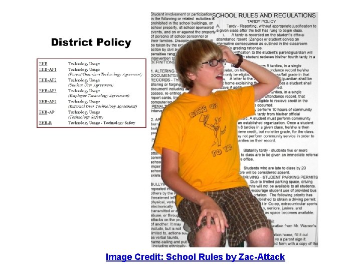 District Policy that must be signed by students, parents, and staff prior to gaining