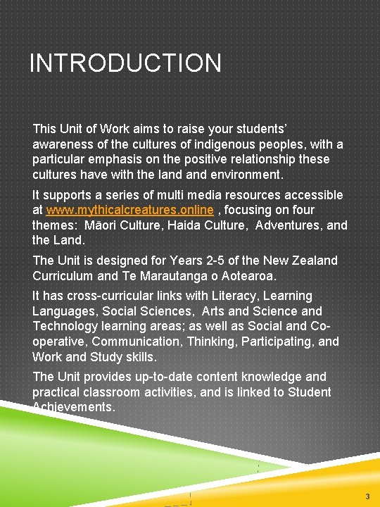 INTRODUCTION This Unit of Work aims to raise your students’ awareness of the cultures