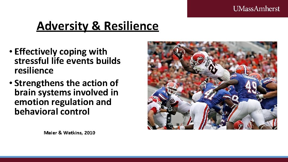 Adversity & Resilience • Effectively coping with stressful life events builds resilience • Strengthens