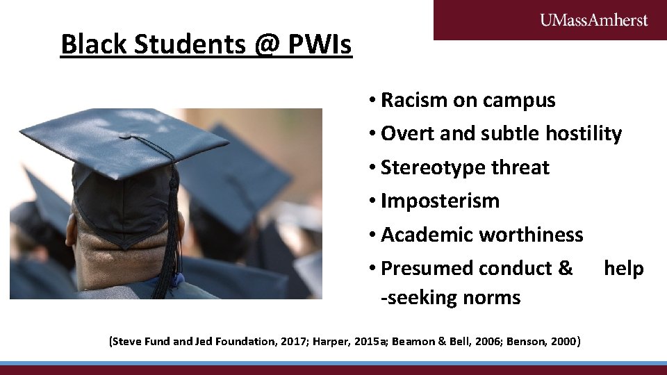 Black Students @ PWIs • Racism on campus • Overt and subtle hostility •