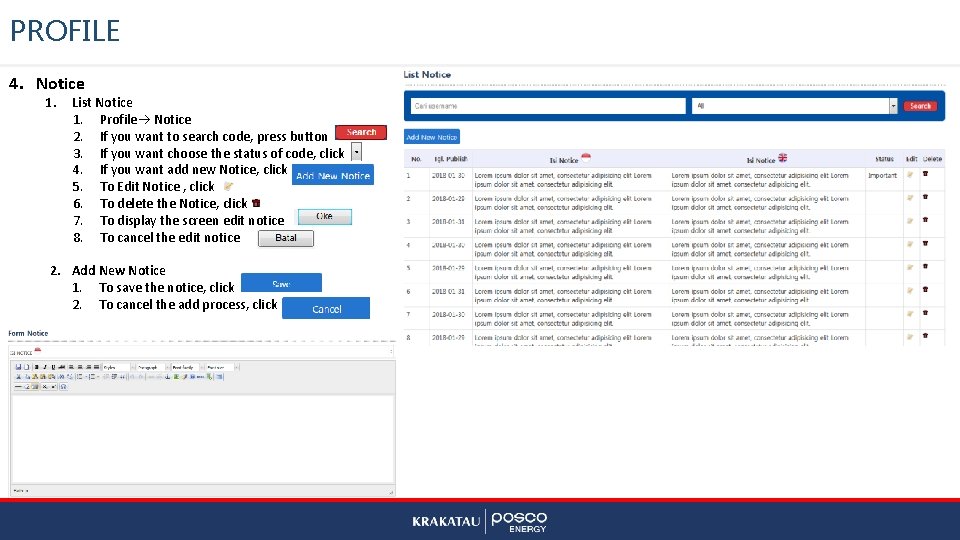 PROFILE 4. Notice 1. List Notice 1. Profile Notice 2. If you want to