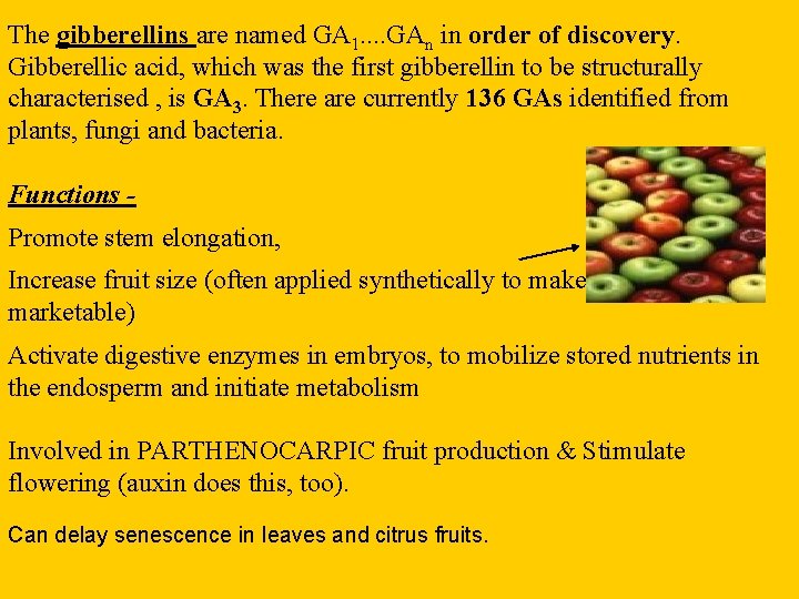 The gibberellins are named GA 1. . GAn in order of discovery. Gibberellic acid,