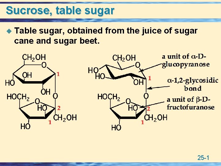 Sucrose, table sugar u Table sugar, obtained from the juice of sugar cane and