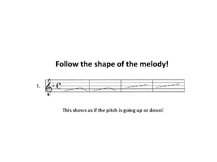 Follow the shape of the melody! This shows us if the pitch is going