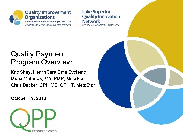Quality Payment Program Overview Kris Shay, Health. Care Data Systems Mona Mathews, MA, PMP,