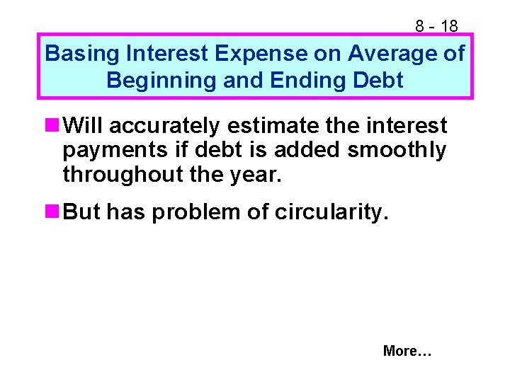 8 - 18 Basing Interest Expense on Average of Beginning and Ending Debt n