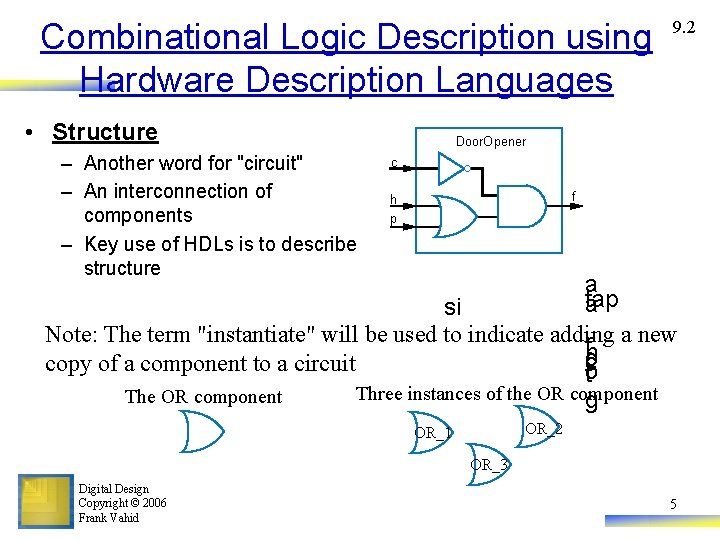 Combinational Logic Description using Hardware Description Languages • Structure 9. 2 Door. Opener –