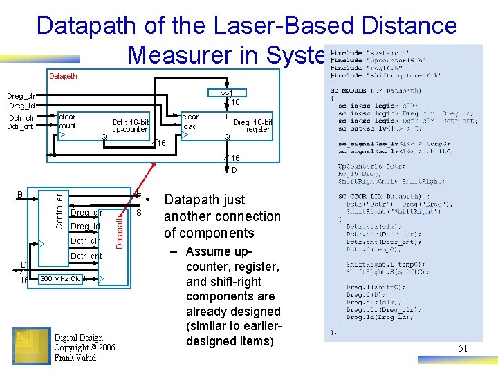 Datapath of the Laser-Based Distance Measurer in System. C Datapath >>1 16 Dreg_clr Dreg_ld