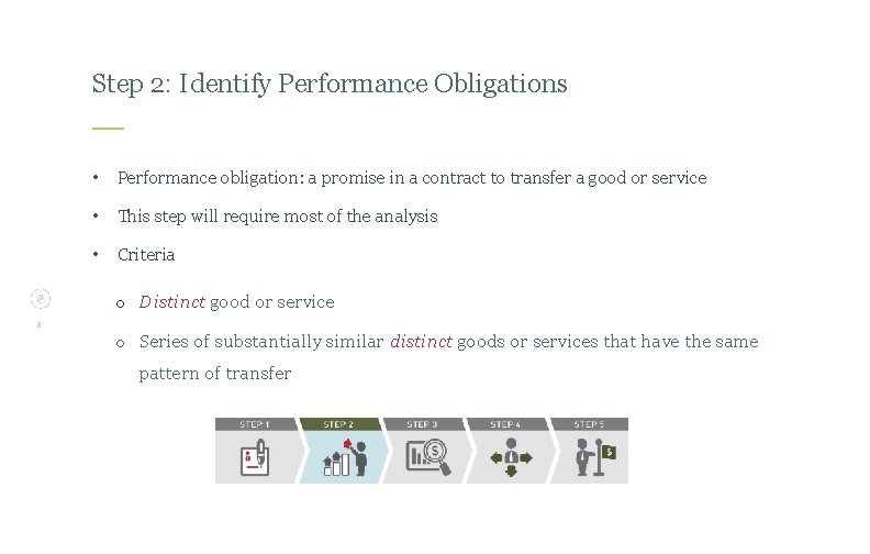 Step 2: Identify Performance Obligations • Performance obligation: a promise in a contract to