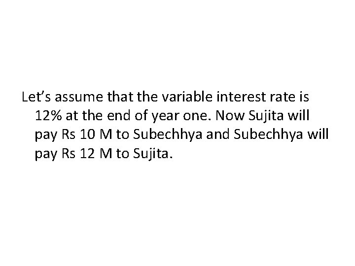 Let’s assume that the variable interest rate is 12% at the end of year