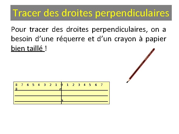 Tracer des droites perpendiculaires Pour tracer des droites perpendiculaires, on a besoin d’une réquerre