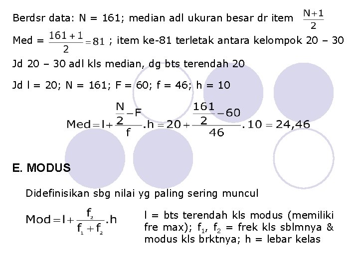 Berdsr data: N = 161; median adl ukuran besar dr item Med = ;