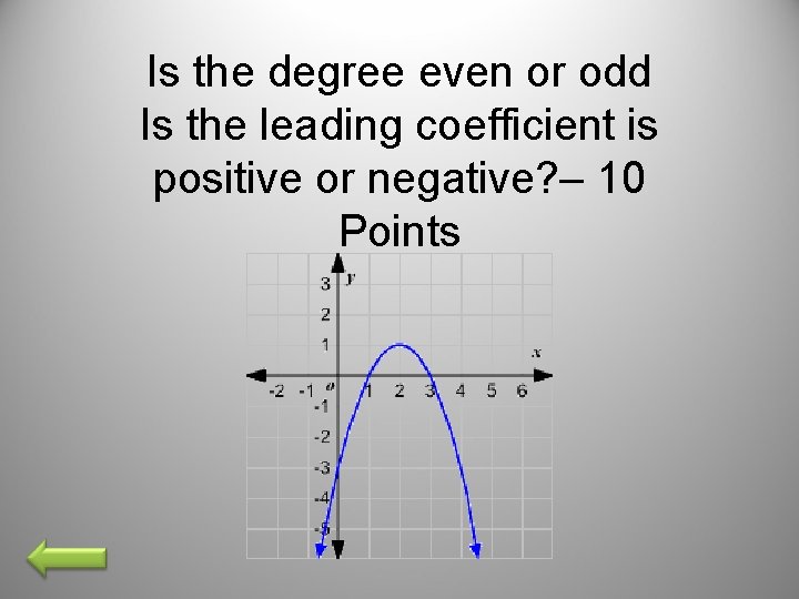 Is the degree even or odd Is the leading coefficient is positive or negative?