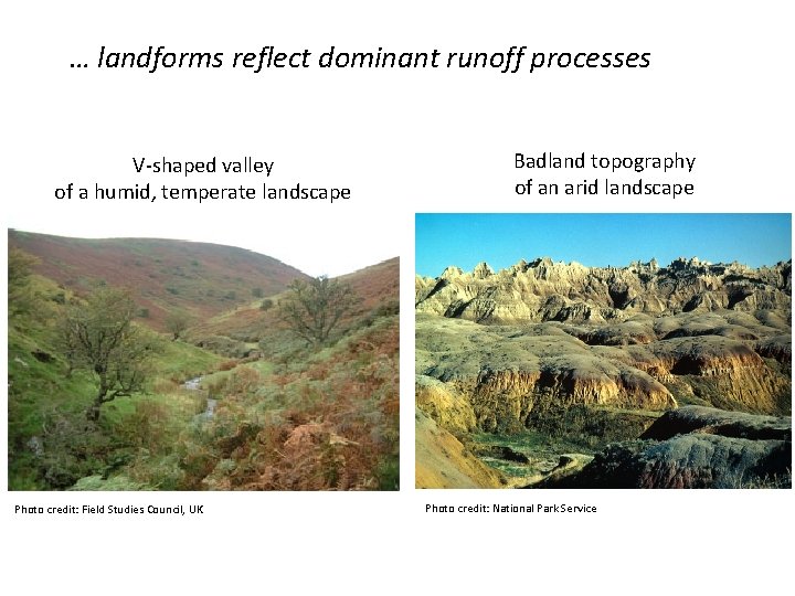 … landforms reflect dominant runoff processes V-shaped valley of a humid, temperate landscape Photo … landforms reflect dominant runoff processes V-shaped valley of a humid, temperate landscape Photo