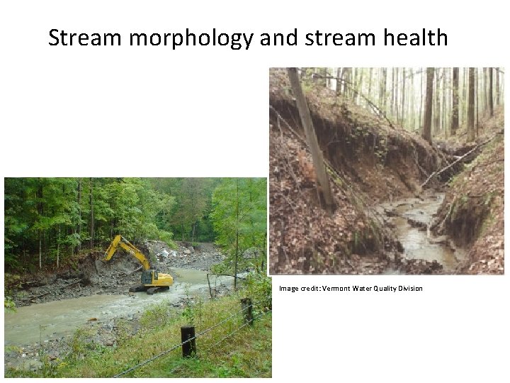 Stream morphology and stream health Image credit: Vermont Water Quality Division Stream morphology and stream health Image credit: Vermont Water Quality Division