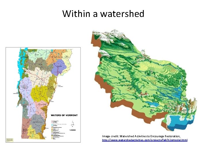 Within a watershed Image credit: Watershed Activities to Encourage Restoration, http: //www. watershedactivities. com/projects/fall/h