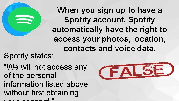 When you sign up to have a Spotify account, Spotify automatically have the right