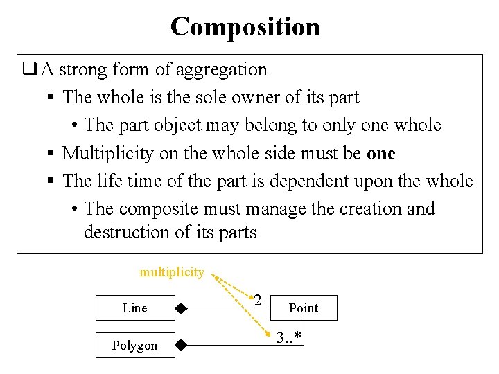 Composition q A strong form of aggregation § The whole is the sole owner