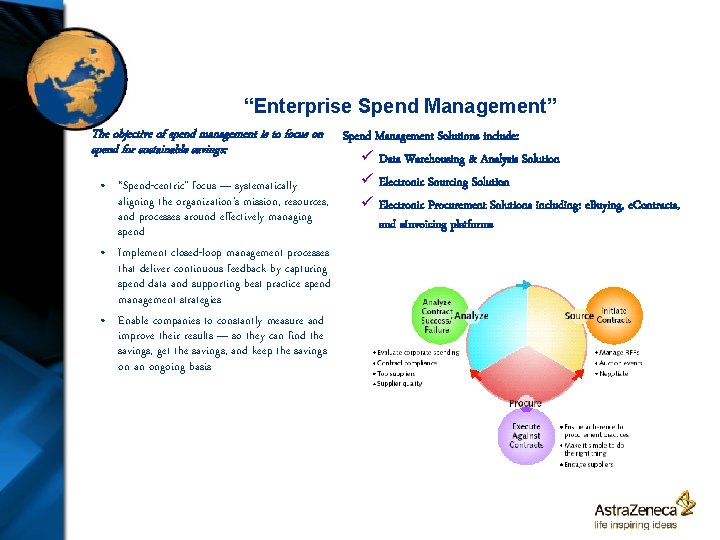 “Enterprise Spend Management” The objective of spend management is to focus on spend for