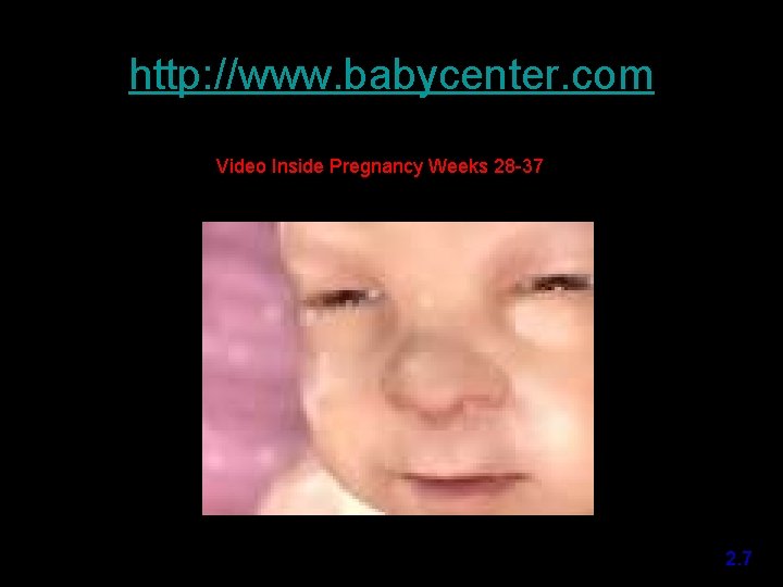http: //www. babycenter. com Video Inside Pregnancy Weeks 28 -37 2. 7 