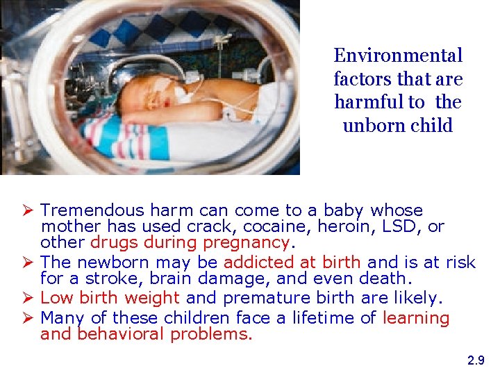 Environmental factors that are harmful to the unborn child Ø Tremendous harm can come