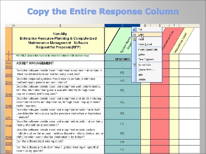 Copy the Entire Response Column 