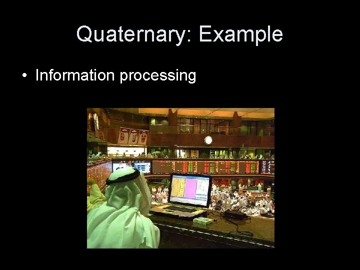 Quaternary: Example • Information processing 