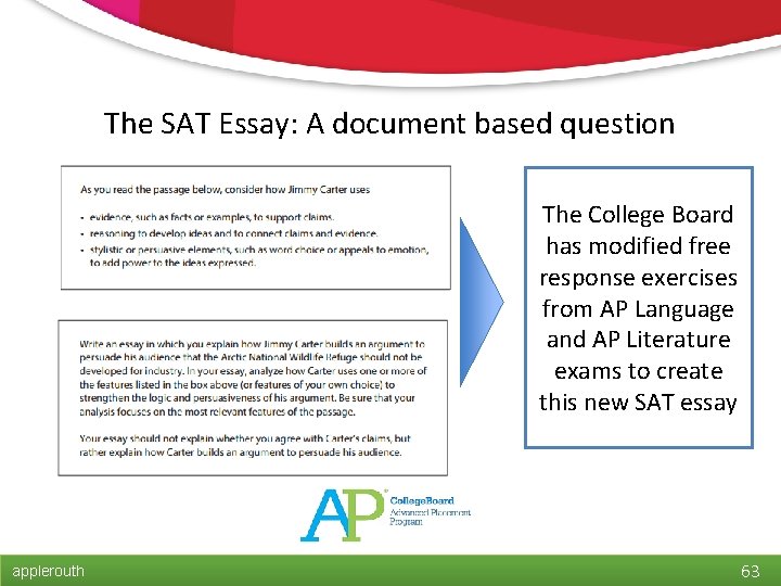 The SAT Essay: A document based question The College Board has modified free response