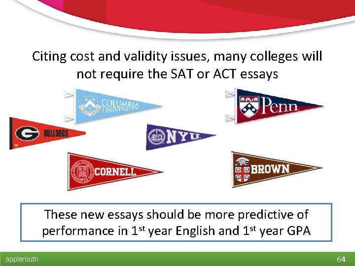 Citing cost and validity issues, many colleges will not require the SAT or ACT