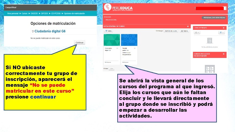 Si NO ubicaste correctamente tu grupo de inscripción, aparecerá el mensaje “No se puede