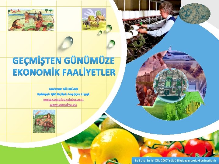 GEÇMİŞTEN GÜNÜMÜZE EKONOMİK FAALİYETLER Mehmet Ali ERCAN Balıkesir GM Bolluk Anadolu Lisesi www. cografyakulubu.