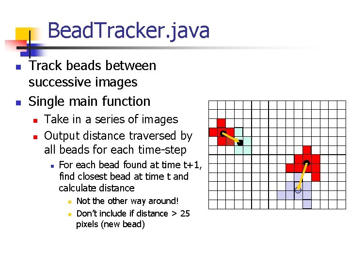 Bead. Tracker. java n n Track beads between successive images Single main function n