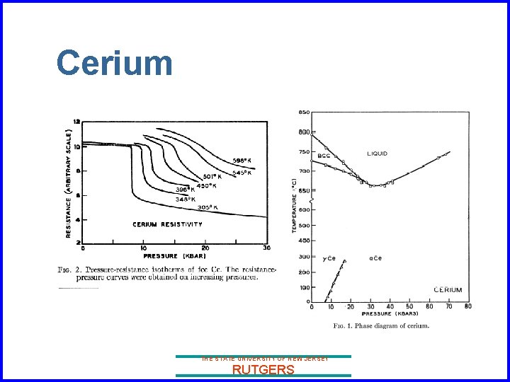 Cerium THE STATE UNIVERSITY OF NEW JERSEY RUTGERS 