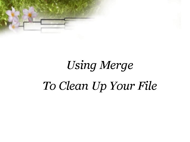 Using Merge To Clean Up Your File 