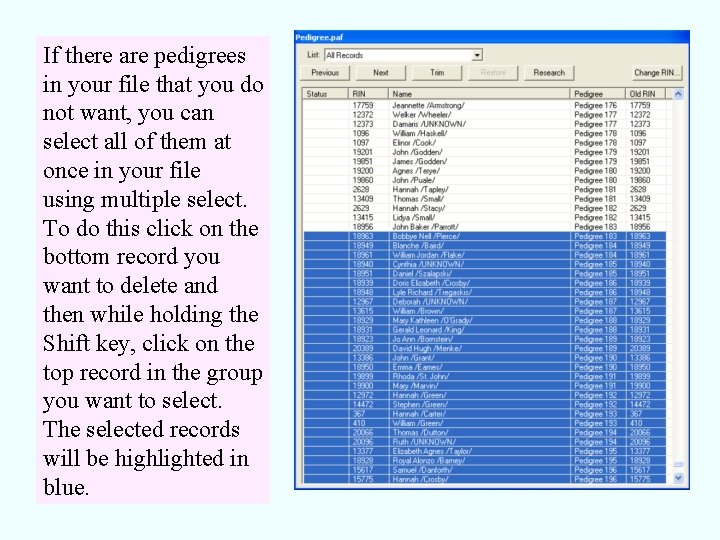 If there are pedigrees in your file that you do not want, you can