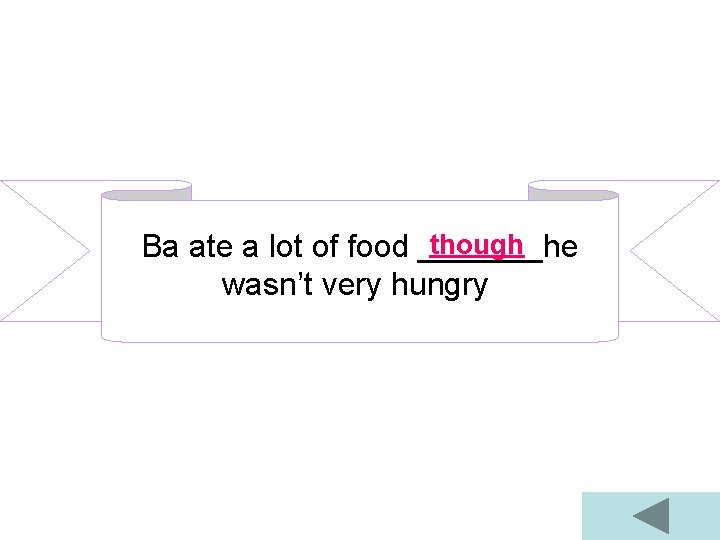 though Ba ate a lot of food _______he wasn’t very hungry. 