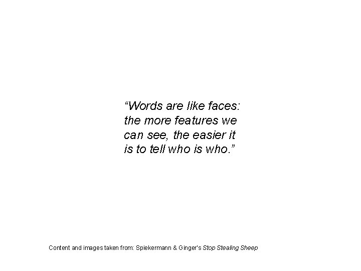 “Words are like faces: the more features we can see, the easier it is