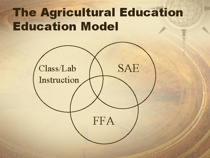 The Agricultural Education Model SAE Class/Lab Instruction FFA 