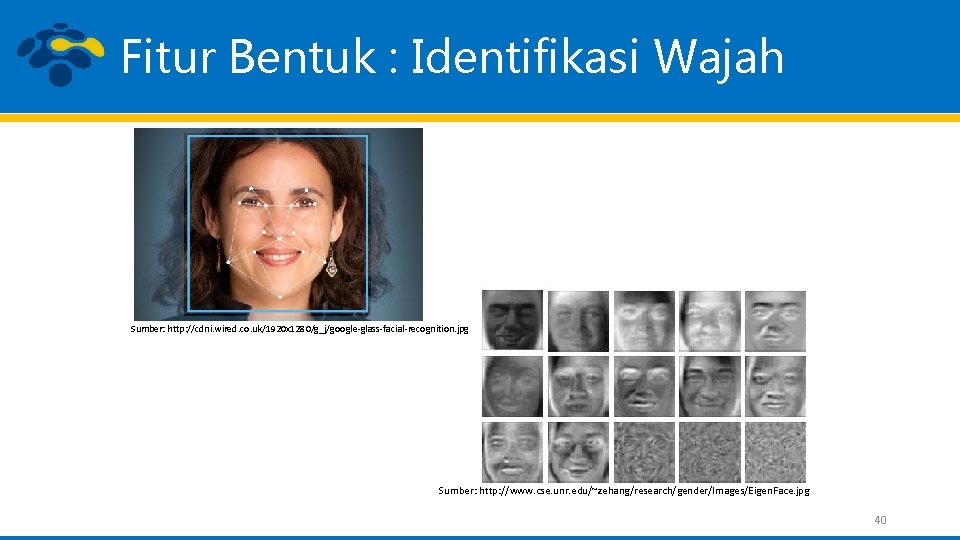 Fitur Bentuk : Identifikasi Wajah Sumber: http: //cdni. wired. co. uk/1920 x 1280/g_j/google-glass-facial-recognition. jpg